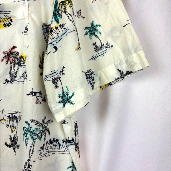 Old Navy Button Up Mens XL Hawaiian Shirt Linen White Resort Wear Island Vibes - Picture 7 of 10